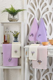 Mijölnir Juego de 6 paños de cocina bordados Lavender Multicolor